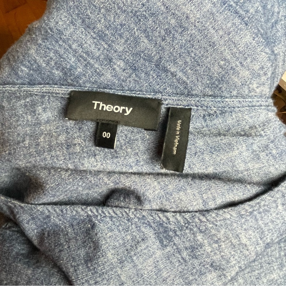 Theory Ulrika B Chambray Denim One Shoulder Dress Size 00 - Picture 9 of 10